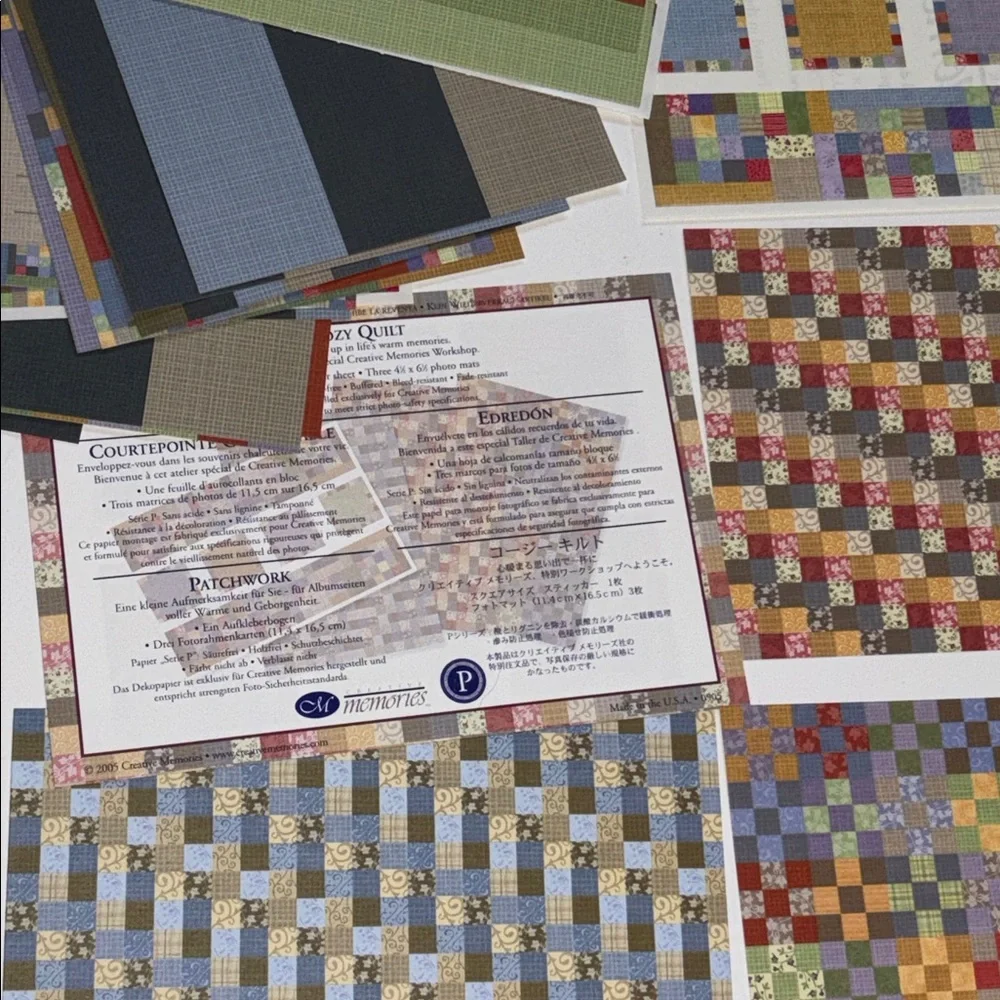 Creative Memories Colorful Quilt Pattern Paper Kits Y2K stickers